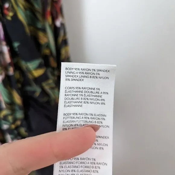 Maeve Anthropologie black green pink tropical floral Gabriela stretch maxi dress - Picture 6 of 9